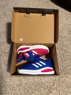 adidas Kids Blue and Pink Velcro Athletic Sneakers